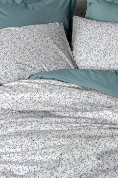 L'essentiel linge de maison Juego de funda de edredón individual Ranforce - Menta